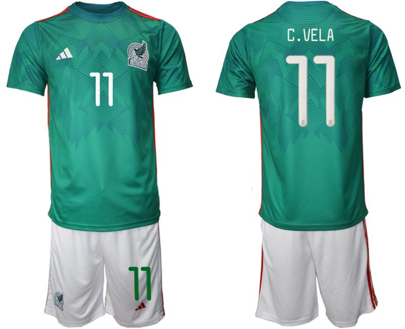 Men 2022 World Cup National Team Mexico home green 11 Soccer Jersey